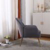 Modern Mid-Century Chair Velvet Sherpa Armchair For Living Room Bedroom Office - Gray - Image 3