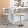 Swivel Barstools Adjusatble Seat Height From 25-33", Modern Upholstered Chrome Base Bar Stools With Backs Comfortable Tufted For Home Pub And Kitchen Island - Beige - Image 14