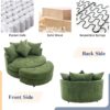 360° Swivel Accent Barrel Chair With Storage Ottoman & 4 Pillows, Modern Chenille Leisure Chair Round Accent For Living Room - Green - Image 5