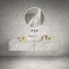 Marble Bathroom Accessories Set, Genuine Marble, Real Stone, 6 Piece Set - Beige / Gold - Image 3