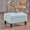 Classic Ottoman With Cushioned Top - Blue - Image 2