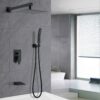 All Metal Tub Shower Faucet Set With 12" Rain Shower Head And Handheld Spray Combo, Wall Mounted - Matte Black - Image 2