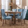Nikki - Modern, High-End Tufted Solid Wood Contemporary Velvet Upholstered Dining Chair With Wood Legs Nailhead Trim (Set of 2) - Light Blue - Image 16