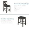 5 Pieces Counter Height Rustic Farmhouse Dining Room Wooden Bar Table Set With 2 Stools And 2 Chairs - Gray - Image 5