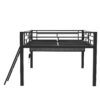 Full Size Modern Gaming Mid Loft Bed With Desk And LED Lights - Black - Image 12