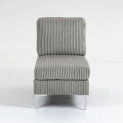 Modular Sectional Sofa Armless Seat Module, Corduroy Sectional Couch, Single Couch Modular Armless Accent Chair With Back Cushion - Gray