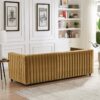 Dominic - Channel Tufted Velvet Sofa - Dark Yellow - Image 8