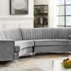 Velvet Curved Sofa - Gray - Image 3
