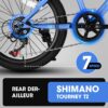 S20101 20" Kids' Bike, Boys Girls Mountain Bike Ages 8-12, 7 Speed Teenager Children Kids' Bicycles, Front Suspension Disc Brake Rear V-Brake, High Steel Frame - Blue - Image 3