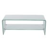 Modern Tempered Glass TV Stand With Shelf And Open Back Design - Clear - Image 5