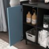 Modern Sideboard Buffet Cabinet With Red Doors And Unique Panel Styling - Black - Image 12