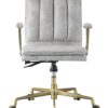 Damir - Vintage Top Grain Leather Office Chair - Antique White / Vintage - Image 2