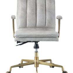 Damir - Vintage Top Grain Leather Office Chair - Antique White / Vintage