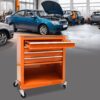 4 Drawers Multifunctional Tool Cart With Wheels - Orange - Image 2