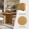 Topmax - 5 Piece Modern Round Dining Table Set Pedestal Kitchen Table Set With 4 Upholstered Dining Chairs For Studio, Apartment, Small Places - Natural - Image 3