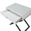 Koda - Wooden End Side Table Nightstand With Glass Top, Drawer And Metal Cross Base - White - Image 4