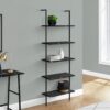 Bookshelf, Bookcase, Etagere, Ladder, 5 Tier, For Office, Marble Look Contemporary & Modern - Black - Image 8