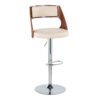 Cecina - Mid-Century Modern Adjustable Height Barstool With Swivel With Oval Footrest (Set of 2) - Chrome / Walnut / Cream - Image 2