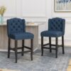 Solara - Fabric Tufted Counter Stool With Nailhead Accents (Set of 2) - Navy Blue - Image 9