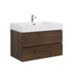Alice - 36" Bathroom Vanity With Sink, Large Storage Wall Mounted Floating Bathroom Vanity For Modern Bathroom, One-Piece Sink Basin Without Drain And Faucet - White / Walnut - Image 9