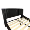 King Size Upholstered Platform Bed Frame With LED Lighting, Bluetooth Connection To Play Music Control, Backrest Vibration Massage, Curve Design, Wood Slat Support, Exhibited Speakers - Black - Image 7