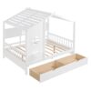 Full Size House Bed With 2 Drawers, Kids Bed With Storage Shelf - White - Image 8