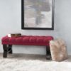 Hilton - Ottoman Bench With Button Tufting And Half - Circle Legs - Red - Image 2