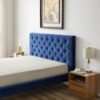 Dillon - Velvet Platform Bed Queen Size - Blue - Image 8
