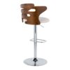 Cosi - Mid-Century Modern Adjustable Barstool With Swivel With Rounded Rectangle Footrest (Set of 2) - Chrome / Walnut / Brown - Image 4