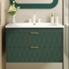 Wall Mounted Bathroom Vanity With Resin Sink, Floating Bathroom Storage Cabinet With 2 Drawers, Bathroom Cabinet - Green - Image 23
