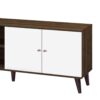 Amidon - TV Stand For TV's Up To 63", With 2 Storage Shelves & 1 Cabinet, Modern Entertainment Centre For TV In Living Room - White / Walnut - Image 3