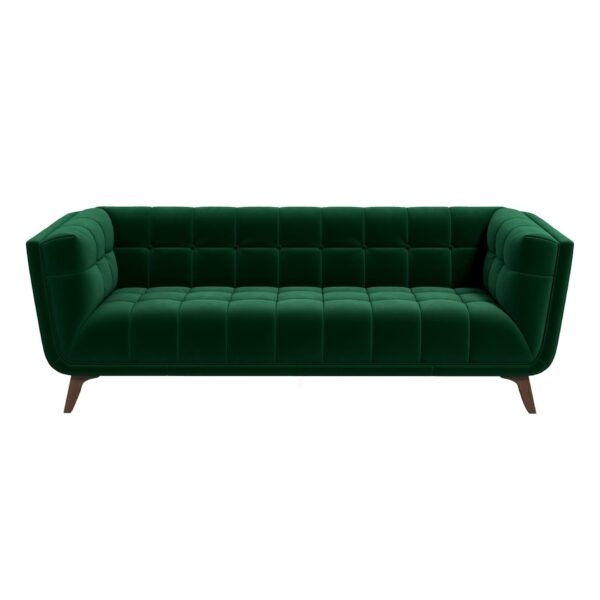 Addison - Large Velvet Sofa - Dark Green / Green