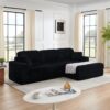 Modern Minimalist Style L Shape Modular Sectional Sofa - Black - Image 13