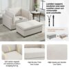 Wide Modern Oversized Armchair With Ottoman Stool, Single Sofa With Lumbar Support, Accent Chair, Reading Chair For Bedroom, Living Room - Cream - Image 5