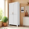 2 Shapely Doors Cabinet, Metal Storage Cabinet With Doors And Adjustable Shelves, For Bedroom, Living Room, Kitchen - White - Image 2