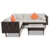 4 Pieces Outdoor Wicker Sofa Set, Patio Furniture With Colorful Pillows, L - Shape Sofa Set - Beige / Brown - Image 7