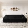 Modern Floor Sofa With 2 Pillows, Convertible Teddy Fabric Foam Filled Sleeper Sofa Bed, Full Size Folding Mattress For Living Room Guest Bed, Playroom, No Assembly Required - Black - Image 5