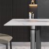 63" Modern Artificial Stone White Straight Edge Black Metal Leg Dining Table - White / Black - Image 7
