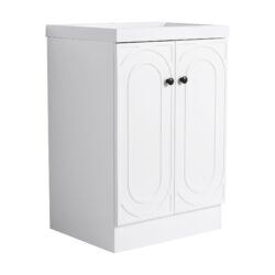 Modern Freestanding Bathroom Vanity With Resin Sink & Soft Close Cabinet Doors, Durable - White
