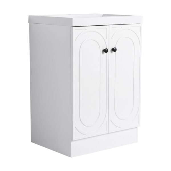 Modern Freestanding Bathroom Vanity With Resin Sink & Soft Close Cabinet Doors, Durable - White