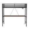 Adam - Twin Loft Bunk Bed With Cinnamon Wood Desk And Closet Rod - Black - Image 11