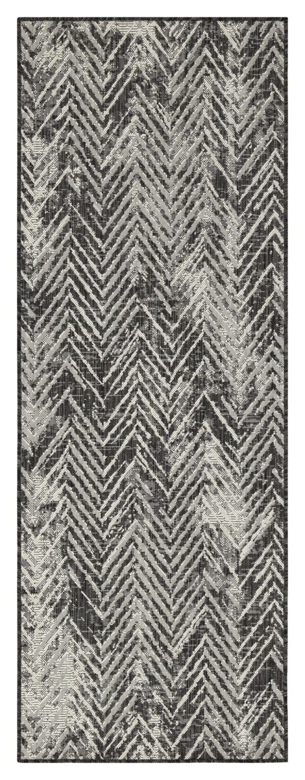Sunshine - 2'7" X 7'3" Polypropylene, Indoor, Outdoor Area Rug - Anthracite