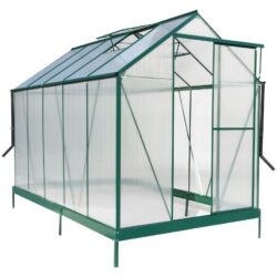 6.3'*10.2'*7' Polycarbonate Greenhouse, Heavy Duty Outdoor Aluminum Walk-In Green House Kit With Rain Gutter, Vent And Door For Backyard Garden - Green