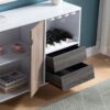 Wooden Display Rack, Cabinet With Drawer, Holds 6 Wine Glass - White / Dark Taupe - Image 2