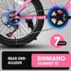 S20101 20" Kids' Bike, Boys Girls Mountain Bike Ages 8-12, 7 Speed Teenager Children Kids' Bicycles, Front Suspension Disc Brake Rear V-Brake, High Steel Frame - Pink - Image 4