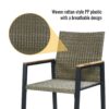 All Weather 7 Piece Patio Dining Table Set With Umbrella Hole - Brown / Gray - Image 7