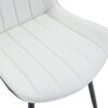 Modern Minimalist Dining Chair Set Extended Seat Cushion, Leather, Metal Legs, 4 Pieces - White / Dark Gray - Image 18