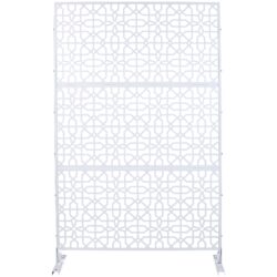 Outdoor & Indoor Metal Privacy Screen Freestanding Decorative Privacy Screen - White