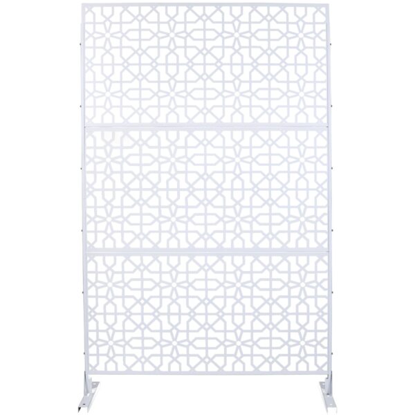 Outdoor & Indoor Metal Privacy Screen Freestanding Decorative Privacy Screen - White
