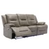 3 Seater Home Theater Recliner Manual Recliner Chair With A Led Light Strip Two Built-In Cup Holders For Living Room - Gray - Image 9